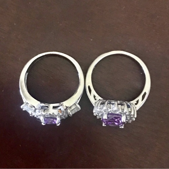 NEW Sterling Silver Dolphin Necklace and 2 Amethyst Rings Size 5 Bundle ๐ฌ๐โจ - Picture 4 of 6